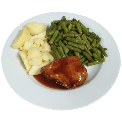 Kipfilet Kippenjus Sperziebonen Aardappelen gekookt(natrium/zoutarm)